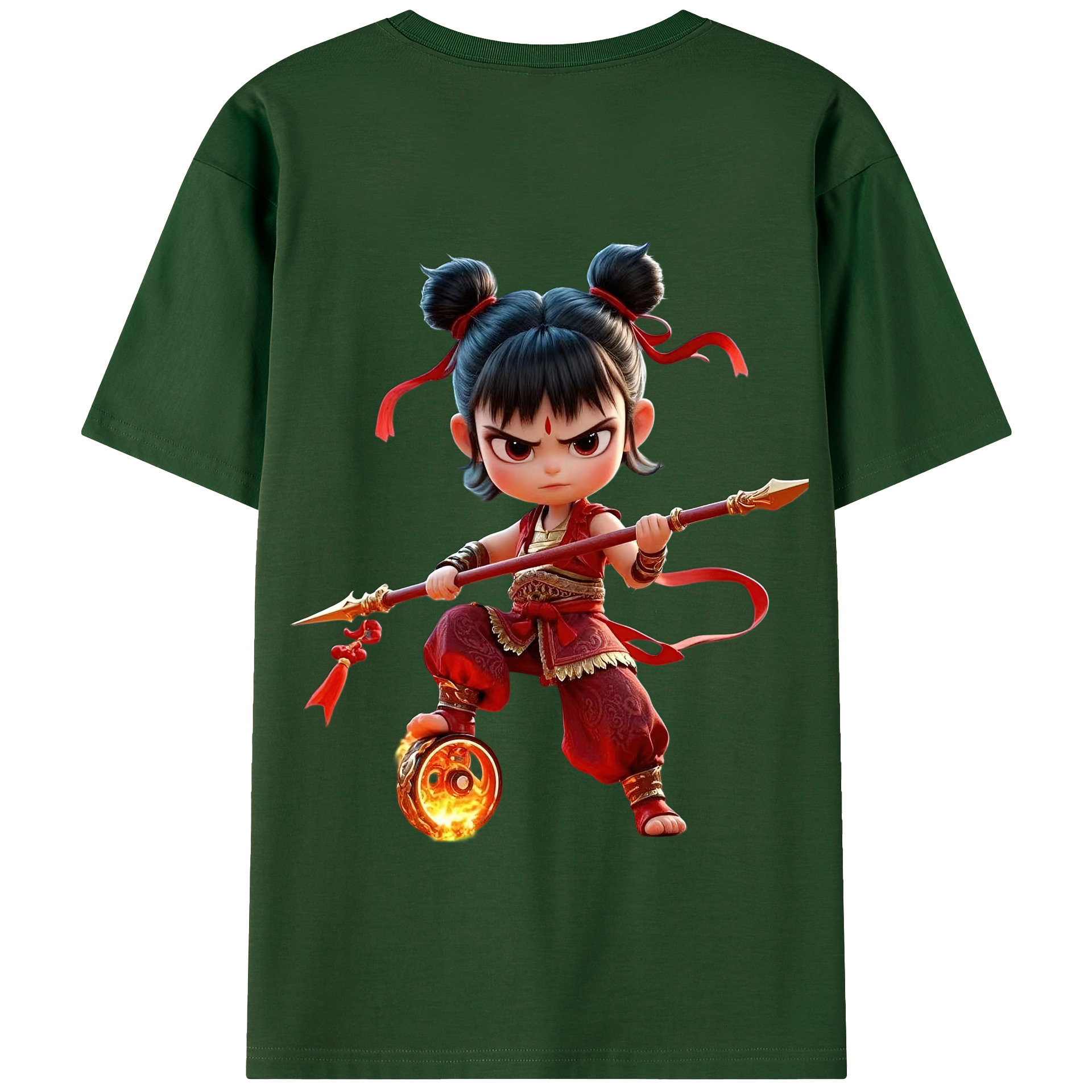 （画像用） Ne Zha 2 ナタ 魔童の大暴れ 綿100％半袖Tシャツ（背面プリント）